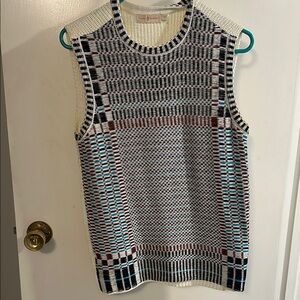 Tory Burch Red and Blue Crew Neck Sweater